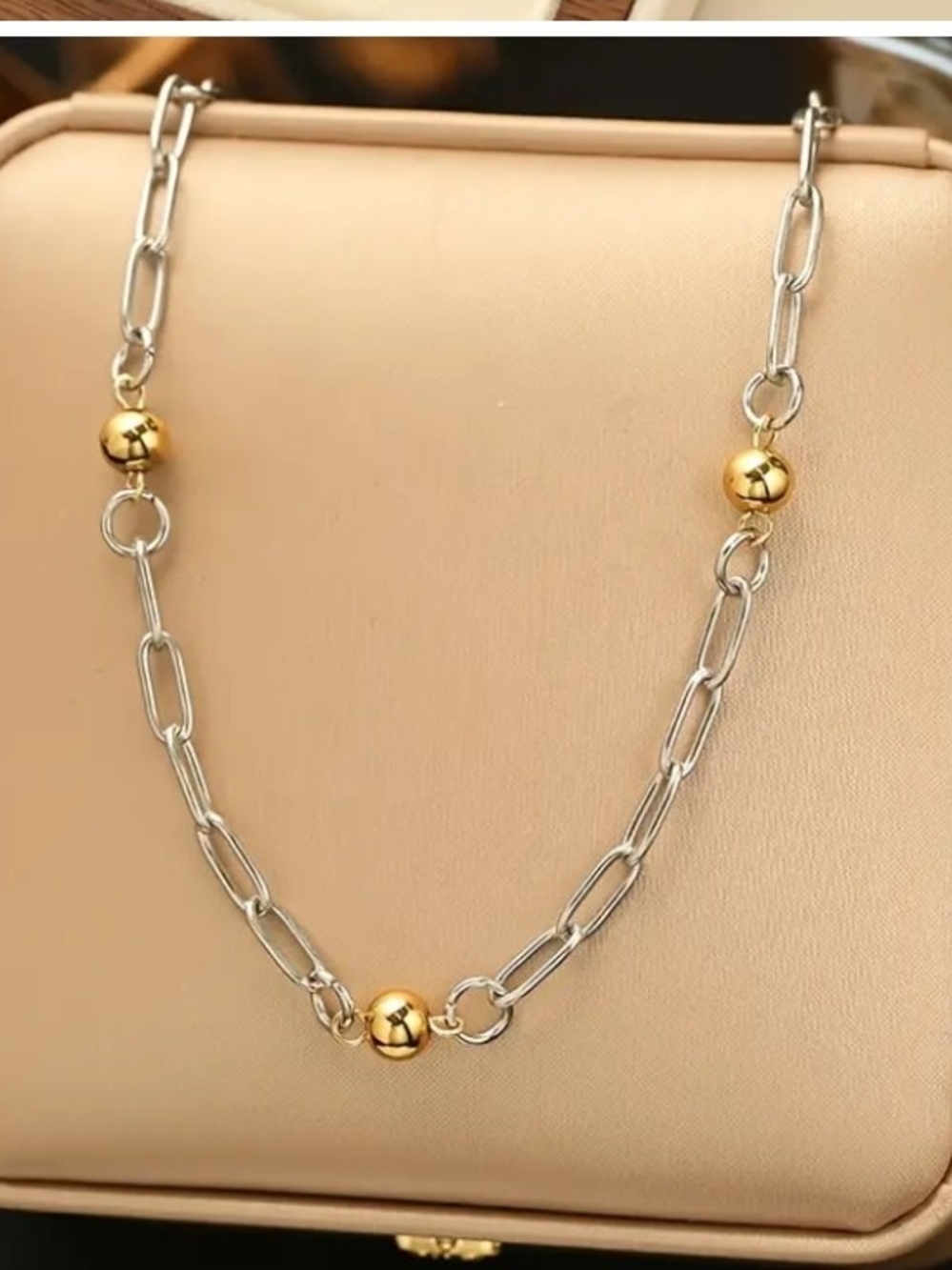 Gold Accent Silver Chain Necklace - Women's Jewelry